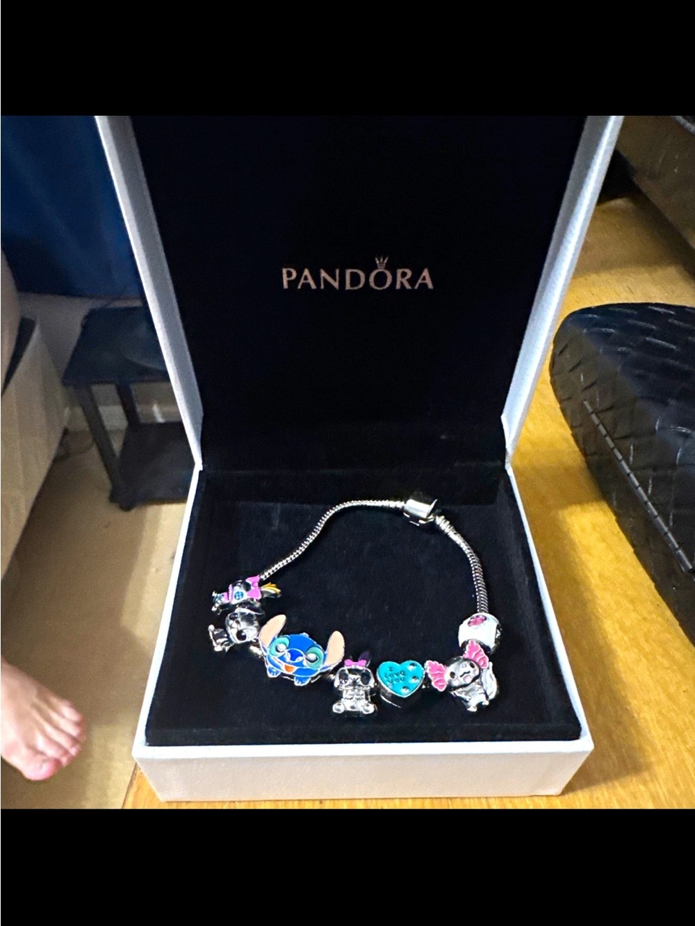 Pandora Blue & Pink Enamel Stitch Charm Bracelet